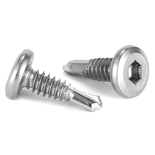 #12 x 5/8" Sheet Metal Screws 100Pcs 410 Stainless Steel Flat Head Socket Cap Screws, Tek Screws Allen Socket Drive Screws Fast Self Tapping Screws by SG TZH
