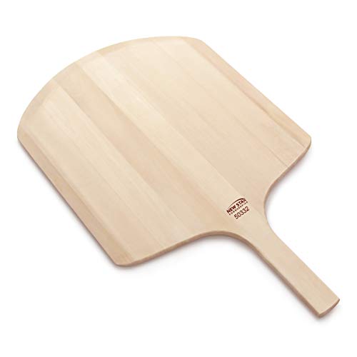 Image of New Star Foodservice 50332 Restaurant-Grade Wooden Pizza Peel, 18 inch L x 16 inch W Plate, with 8 inch L Wooden Handle, 26 inch Overall Length