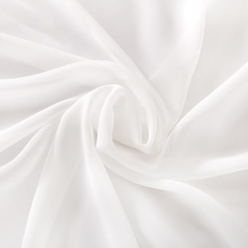Image of MLMC Ivory Chiffon Fabric by The Yard Pre-Cut Sheer Chiffon Arch Fabric 3 Yards Airy Continuous Draping Panels 60 inch Wide for Wedding Backdrop Craft Ceiling Decor