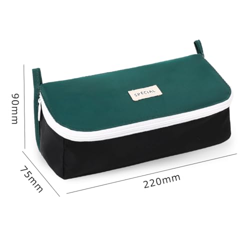Image of iSuperb Pencil Case Large Capacity Pencil Pouch Bilateral Pen Bag Travel Bag Make Up Organizer with Zipper (Green)