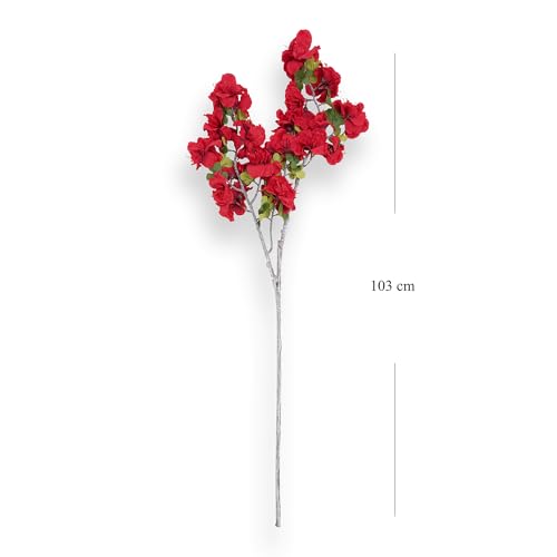 Image of Pure Home + Living Red Azalea Faux Flower Stem Plastic Flowers Sticks for Gifting, Home, Bedroom, Balcony, Living Room,Table Decoration,Craft Items, (Height-103 CM) Pack of 1