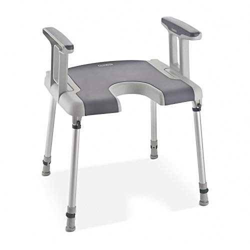 Shower Stool - Invacare Aquatec Sorrento Shower Stool with Cut Out & Armrests - Flat Seat Shower Stool - Shower Seat for Elderly or Disabled