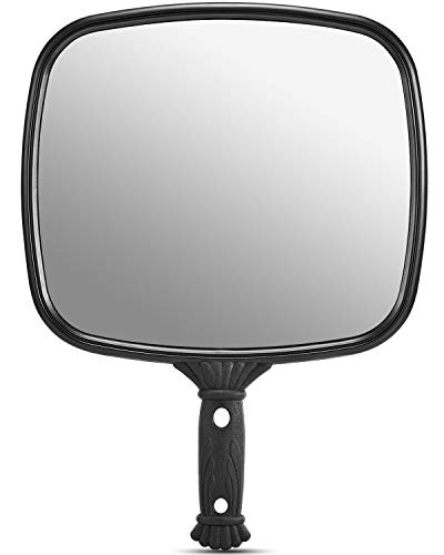 OMIRO Hand Mirror, Black Handheld Mirror with Embossed Handle, 9