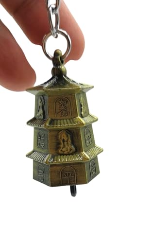 Image of Classic Antique Tibetan Temple Bell Shaped Keyring for Gift Gaurdian bell for Car Bike Bags Metal Key ring Key Chain Bag Charm Gift