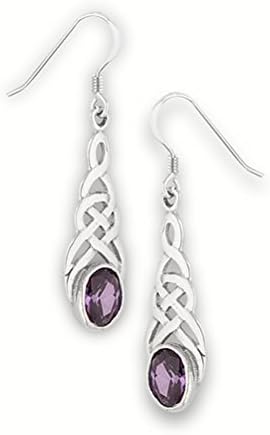 Plata de ley Celta Nudo Amatista Gota gancho arete