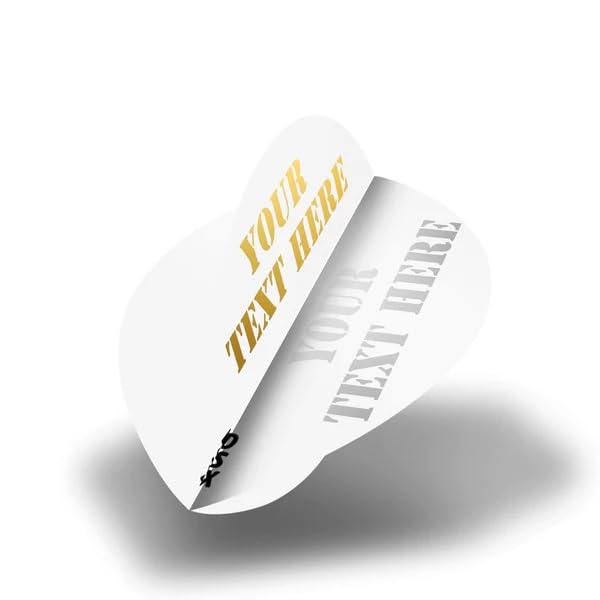 DESIGNA DARTS Personalised 100 Micron Flights | Custom Hot Foil Print Dart Flights | 5 Sets of 3 Flights, Pear, White (PF9007WH)