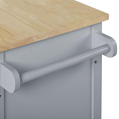 Carrello Da Cucina In Mdf Grigio Legno Chiaro Con Ripiano Per Armadietto Con Ripiani Cassetti Con Ruote Scandinavo - 8