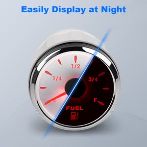 Miniatura 3 de WATERWICH Kit de medidor de nivel de combustible de 2 pulgadas, 2.047 in, medidor de tanque de combustible DC12V-24V con retroiluminación LED para