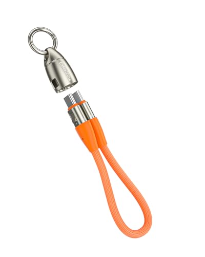 Image of Short USB C Cable PD 240W(1 Pack), 6 Inch Keychain USBC Cable /Phone Lanyard USB-C to Type-C Cables /Fast Charging Cables for Phone17 /16 /15 Samsung Galaxy Tablet Laptop External SSD(Orange)