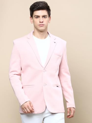 Image of SHOWOFFFF Men Solid Single Breasted Party Blazer | Notched Lapel Full Sleeves Cotton Blazer's for Mens | Slim Fit Regular Length Blazers for Men's