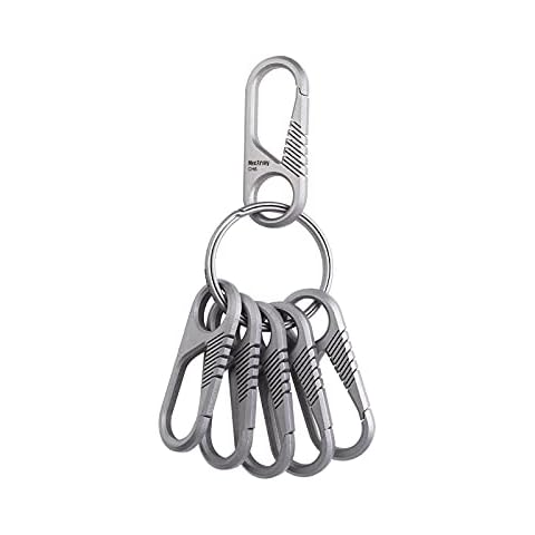 MecArmy CH6K Titanium Carabiner Keyring Kit, Anti-lost Quick Release Keychain Cover