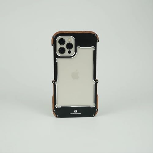 Image of MILLION CASES Back Cover Case for iPhone 15 Pro Shockproof Protective R-Just Aluminium Natural Wood Anti Shock Bumper Case for Men & Boys