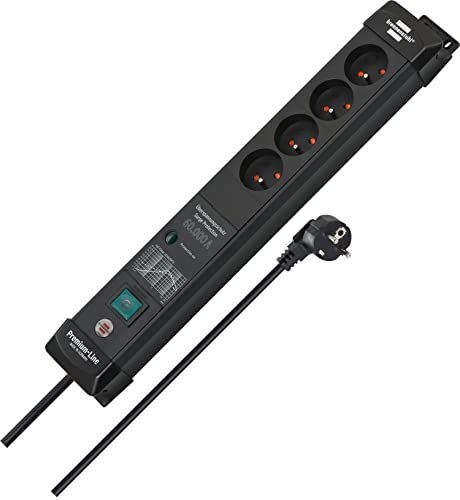 Regleta de enchufes con interruptor negro de 4 tomas schuko para oficina 2