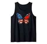 Butterfly USA Flag 4th July Patriotic Independence Day Tank Top