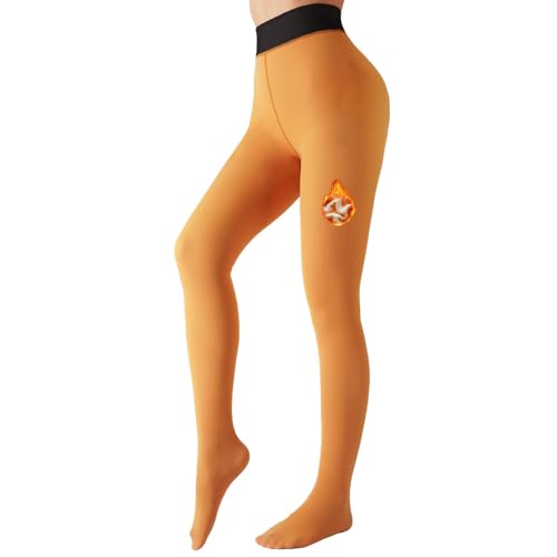 Image of Caprilite Women Fleece Lined Tights-Fake Translucent Leggings High Waist Pantyhose Sheer Thick Warm Tights For Women