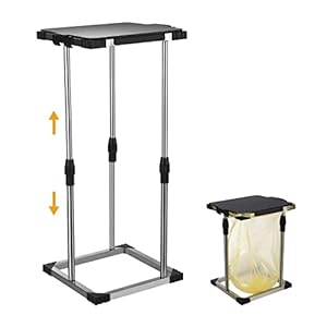 Metall Müllsackständer, 41-71cm Höhenverstellbarer Müllsackhalter mit Deckel, Klemmring und Eckschutz, Stabiler Gelber Sack Ständer für Müllbeutel, Ideal für Zuhause, Wohnmobil und Camping, Schwarz