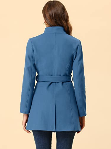 Image of Allegra K Women's Winter Elegant Stand Collar Overcoat Long Belted Pea Coat