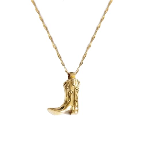 Botte de cowboy pendentif doré aux finitions ciselées pour garde-robe cowgirl