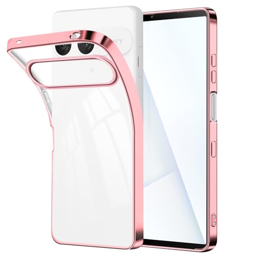 Xperia 10 VII 用 ケース クリア SO-52F SOG16 カバー スマホケース 透明 耐衝撃 スリム TPU 薄型 擦り傷防止 黄変防止 メッキ加工 ストラップホール付き Sony エクスペリア10 VII ケース (ローズゴールド)