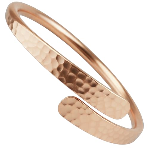 Hammered Handmade Pure Plain Adjustable Round Copper Bracelet Ladies Bangle for Men and Women 100% Raw Solid Uncoated Vintage Cuff Boho Style