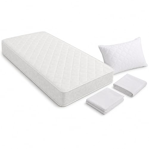 Orthopedic Single Medicated Mattress 19090cm with Pillow Pillow Cover & Bedsheet | Firm Foam Mattress for Back Support & Comfortable Sleep (190 x 90 x 7 cm Complete Single Bed Bedding Bundle)
