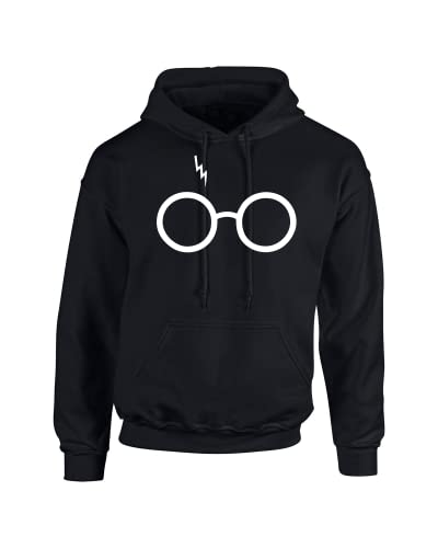 Outlook Designs Wizard Glasses Scar Unisex Hooded Sweatshirt Fasion Hoodie, Black XL, White Glasses
