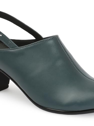 Image of Carlton London Women Comfortable Block Heel Round Toe Fashion Mule Shoes with Backstrap for Office, Casual and Formal Use