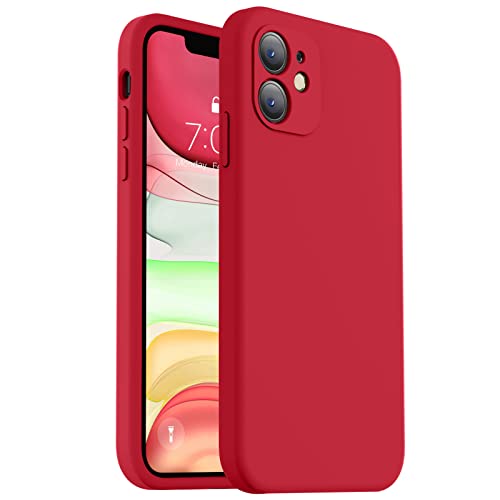 Vooii Compatible with iPhone 11 Case Upgraded Liquid Silicone with [Flat Edges] [Camera Protection] [Soft Anti-Scratch Microfiber Lining] Phone Case for iPhone 11 6.1 inch - Red