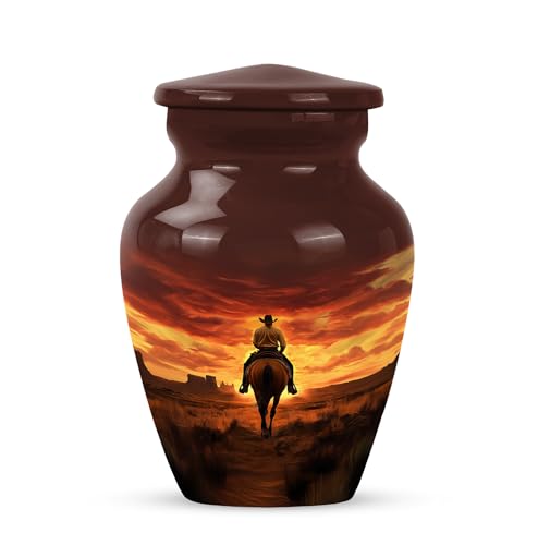 Image of Cowboy Urn - Small Urn for Human Ashes Keepsake - Urn for Ashes Adult Male - Urn for Ashes for Women - Cremation Urns for Human Ashes - Size 3 Inch, Pack of 1