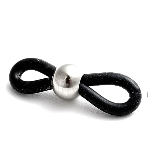 10 Stainless Steel Eyeglass Holder Necklace End Findings for Eye or Sun Glasses with Rubber Loops & Silver Beads (Black)