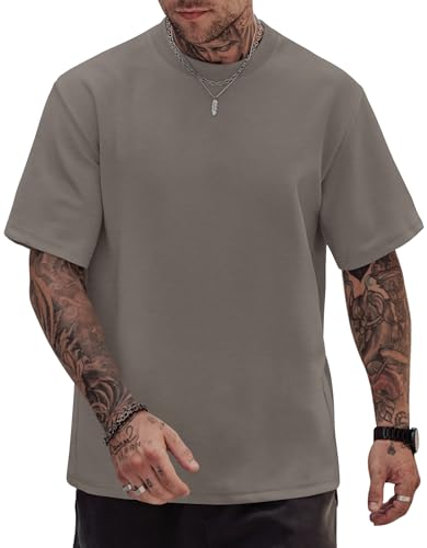Image of Herberton Mens Oversized T-Shirts Heavyweight Cotton Stretch Fashion Thick Tee Tops (S-3XL)