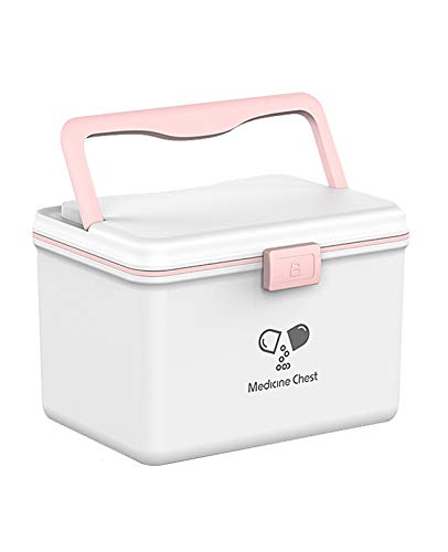 SUNCN 家庭用救急箱ポータブル薬箱収納、バスルーム薬キャビネット応急処置箱家庭用薬箱収納ボックス家庭用プラスチック薬ホルダーケース蓋付き収納ビン31X21.5X22CM (Col 利便性・実用性 (Color : B) B