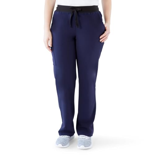 Image of ave. Women's Varick Six Pocket Midrise Straight Leg Scrub Pant in Navy