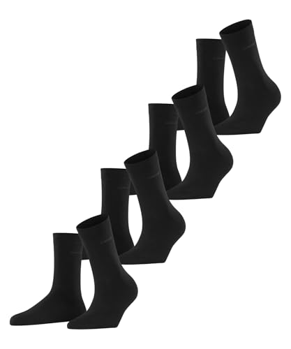 ESPRIT Damen Socken Solid W So Baumwolle einfarbig Multipack Schwarz Black 3000 36-41