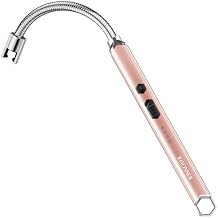 Electric Candle Lighter Long Flexible Neck Windproof Flameless USB Rechargeable Plasma Arc Lighter for Grill Firework Kitchen Camping Rosegold