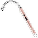 Electric Candle Lighter Long Flexible Neck Windproof Flameless USB Rechargeable Plasma Arc Lighter for Grill Firework Kitchen Camping (Rosegold)