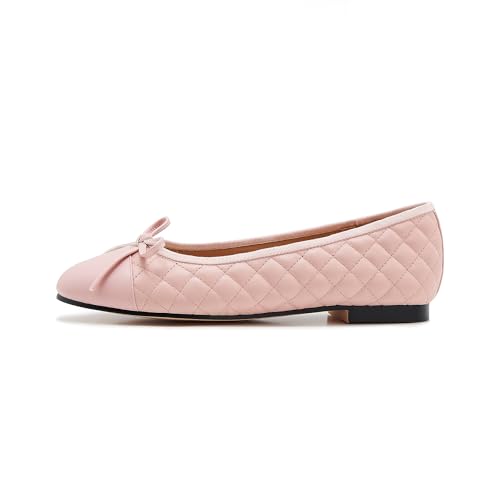 Image of Women's Cap Toe Ballet Flats Two Tone Bow Flats Round Toe Shoes for Women Slip on Casual, Work, Dress Flats Pumps for Women