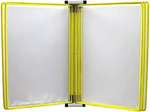 Portadocumentos A4 de Pared, Soporte magnético para rotafolios, Expositor Amarillo para catálogos, Ideal para oficinas y aulas.