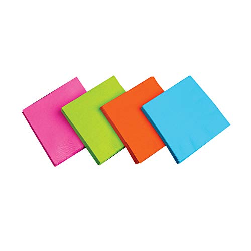 Party Essentials 2-Ply Paper Luncheon Napkins, Assorted Neon Brights, 48-Count #TOP9