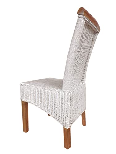kreatives Wohnen Set Rattanstühle Perth 4 Stück weiß Sitzkissen Leinen weiß ohne Sitzkissen Esszimmer-Stühle