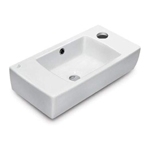CeraStyle 001500-U-One Hole City Rectangular Ceramic Wall Mounted/Self Rimming Bathroom Sink, White Cover