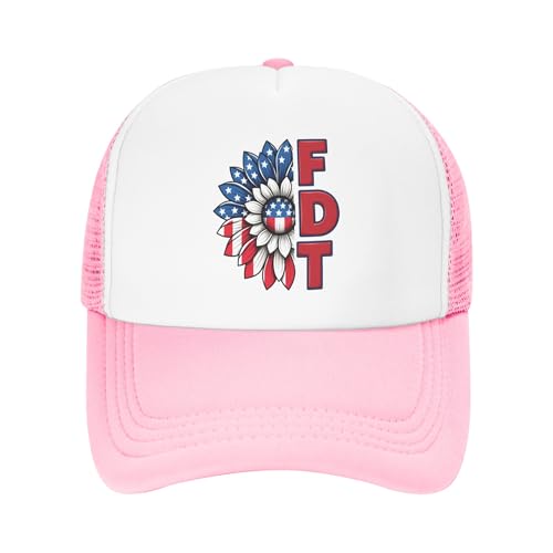 Vetrova FDT 8647 Trucker Hat Resist Fascism Baseball Cap Mesh Back Adjustable Hats for Kids - Pink