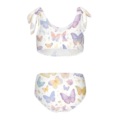 Colorful Butterfly Girls' 2 Piece Kids Bikini Set Quick-Dry Swimsuit Swimming Suits Cute Shoulder Strap2