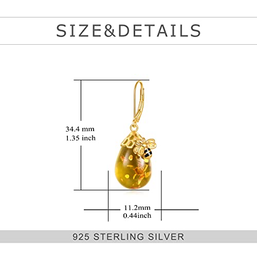Image of TIGER RIDER Bee /Butterfly /Scorpion /Cactus /Leaf /Beetle 925 Sterling Silver French Clasp Leverback Earrings Amber /Crystal /Citrine /Moonstone /Obsidian /Jade /Rose quartz Pendant Jewelry Gift for Women