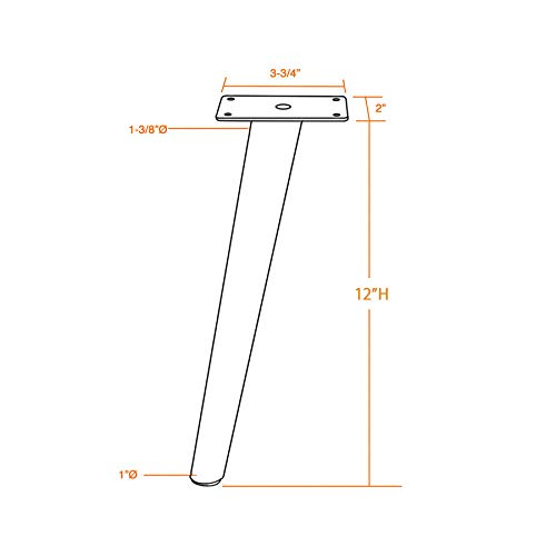 AKB Hardware Slant Furniture Metal Legs - Set of 4 New (Brushed Nickel 12" H)