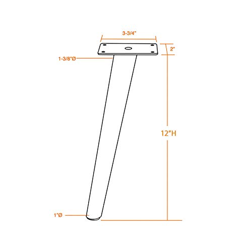 AKB Hardware Slant Furniture Metal Legs - Set of 4 New (Chrome 12" H)