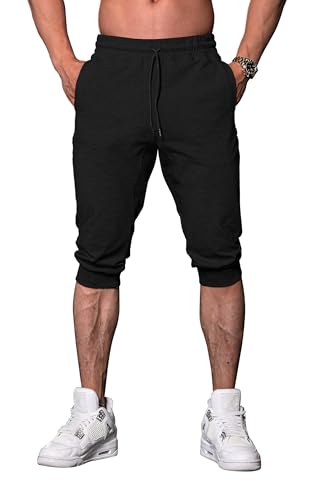 FIRSTGYM Mens Workout 3/4 Jogger Pants Tapered Fit Sweatpants Casual Joggers2
