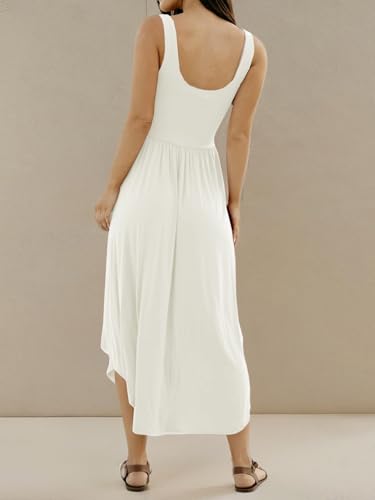 Image of Langwyqu Womens 2026 Summer Sleeveless Tank Dress Empire Waist Asymmetrical Flowy Casual Maxi Dresses