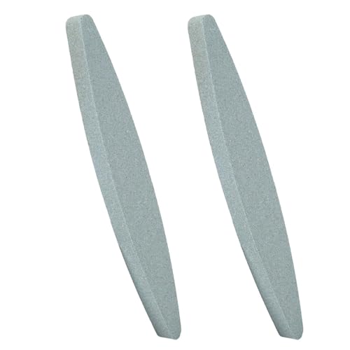 Juego de 2 Piedras Afiladoras de Alúmina y Carburo de Silicio para Cuchillos, Hachas, Tijeras, Cuchillos de Bolsillo y Cortacésped, Diseño Ovalado Ergonómico para Afilado Preciso, Medidas 225x35x13cm