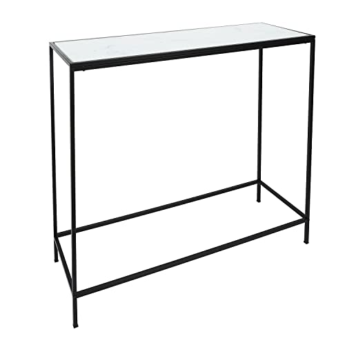 Toilinux.com Console Felicy en métal et Verre trempé - Noir et Blanc